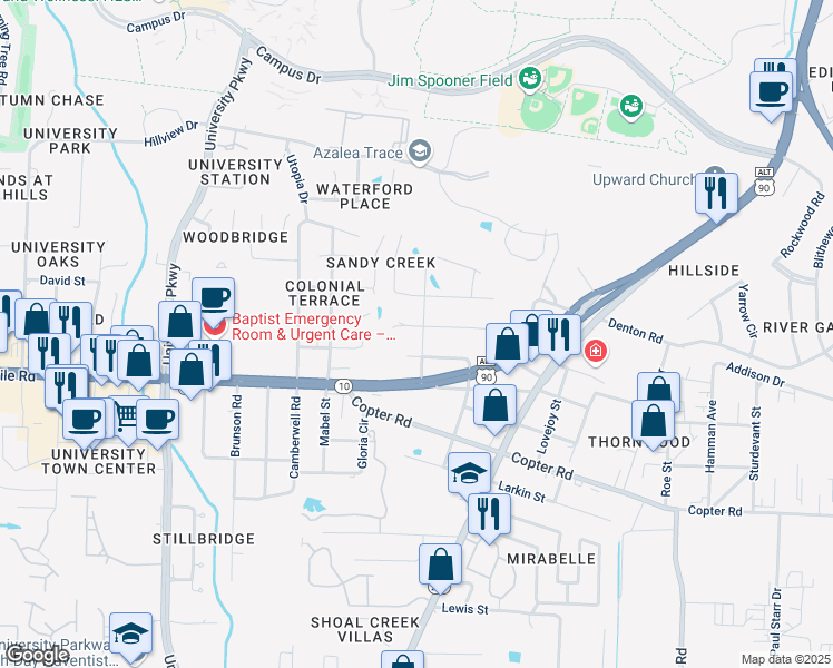 map of restaurants, bars, coffee shops, grocery stores, and more near 2390 Le Ruth Drive in Pensacola