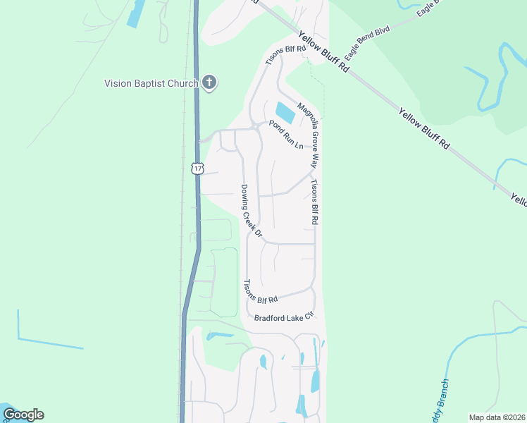 map of restaurants, bars, coffee shops, grocery stores, and more near 16186 Tison Bluff Road in Jacksonville