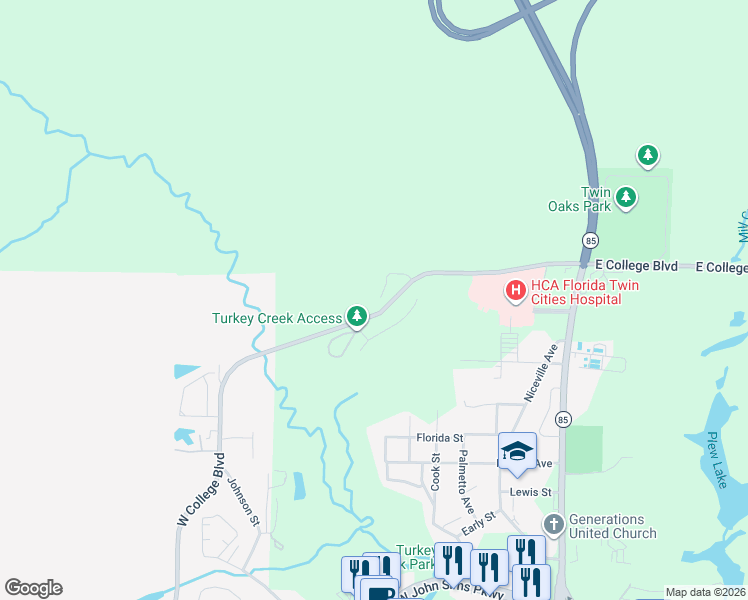 map of restaurants, bars, coffee shops, grocery stores, and more near 830 Sparkleberry Cove in Niceville