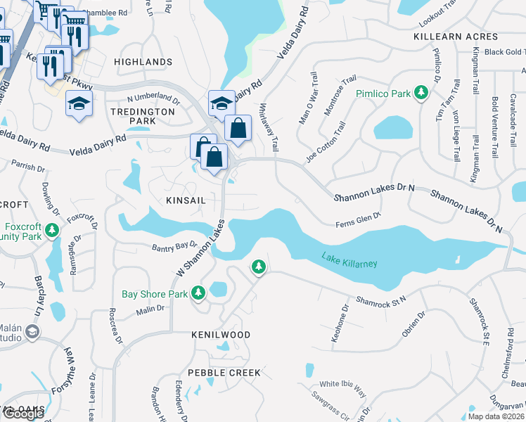 map of restaurants, bars, coffee shops, grocery stores, and more near 2447 Merrigan Place in Tallahassee