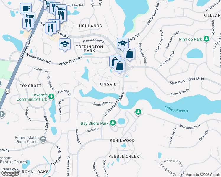 map of restaurants, bars, coffee shops, grocery stores, and more near 4436 Stratfordshire Court in Tallahassee