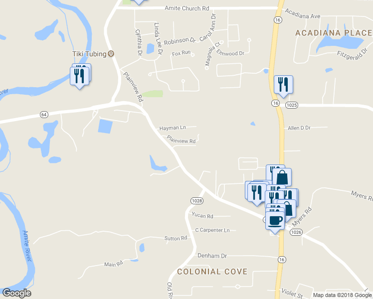 map of restaurants, bars, coffee shops, grocery stores, and more near 7438 Magnolia Garden Court in Denham Springs