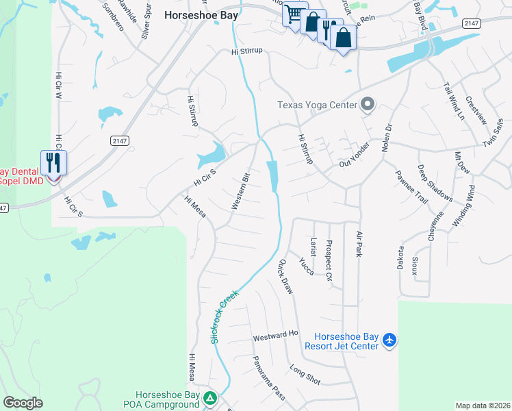 map of restaurants, bars, coffee shops, grocery stores, and more near 701 Western Bit in Horseshoe Bay