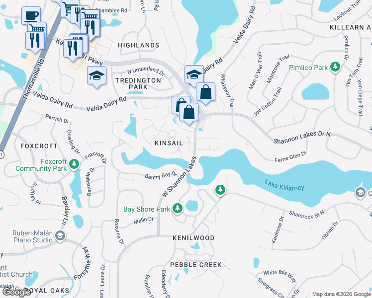 map of restaurants, bars, coffee shops, grocery stores, and more near 4429 Siesta Court in Tallahassee
