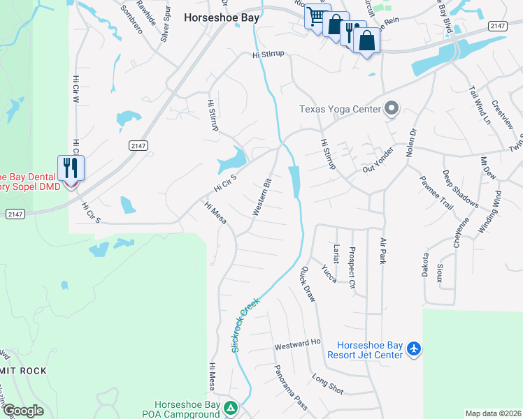 map of restaurants, bars, coffee shops, grocery stores, and more near 701 Western Bit in Horseshoe Bay