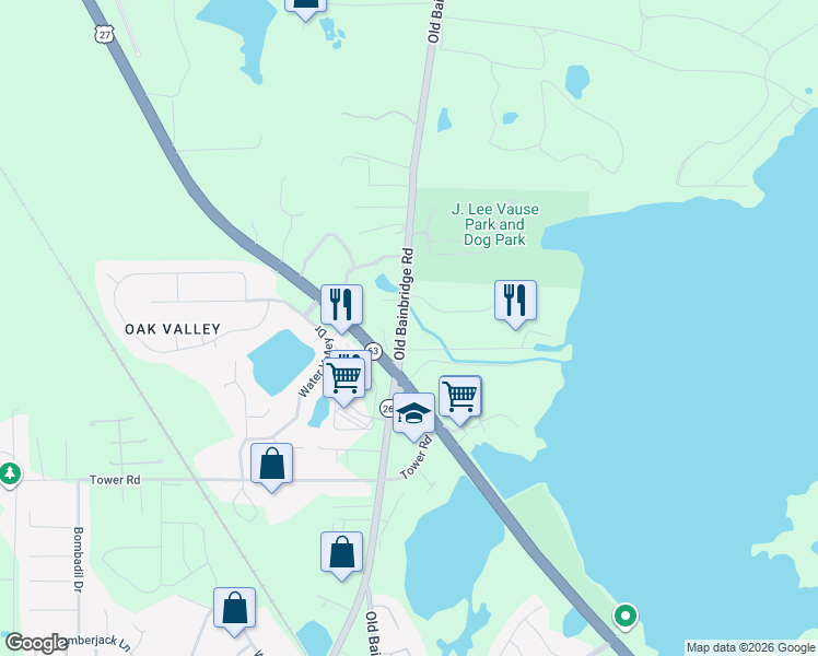 map of restaurants, bars, coffee shops, grocery stores, and more near 5831 Old Bainbridge Road in Tallahassee