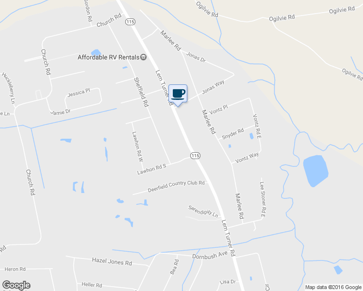 map of restaurants, bars, coffee shops, grocery stores, and more near 540605 Lem Turner Road in Callahan