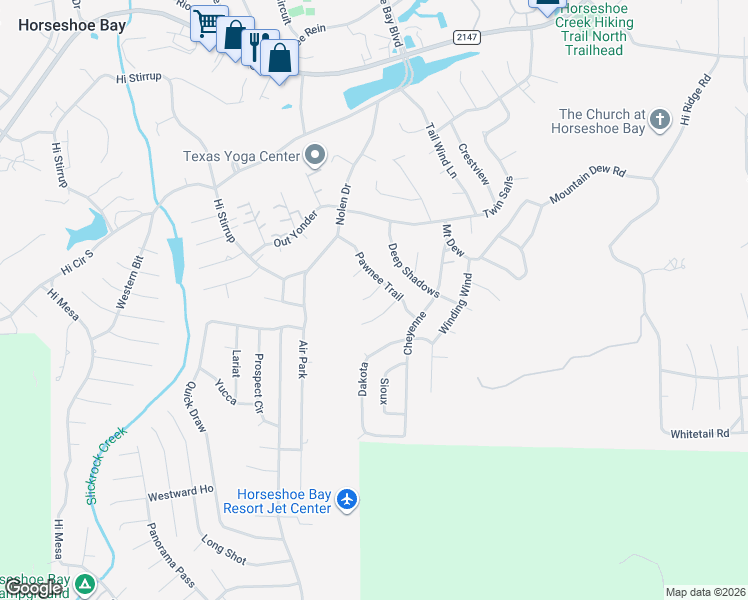map of restaurants, bars, coffee shops, grocery stores, and more near in Horseshoe Bay