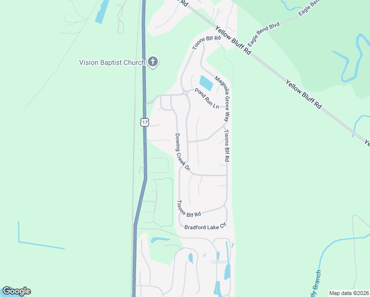 map of restaurants, bars, coffee shops, grocery stores, and more near 16186 Tison Bluff Road in Jacksonville