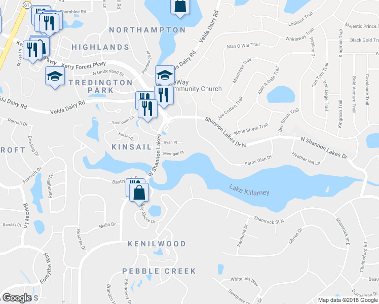 map of restaurants, bars, coffee shops, grocery stores, and more near 2447 Merrigan Place in Tallahassee