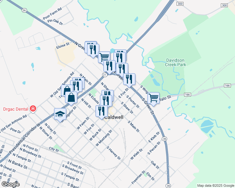 map of restaurants, bars, coffee shops, grocery stores, and more near 102 North Shaw Street in Caldwell