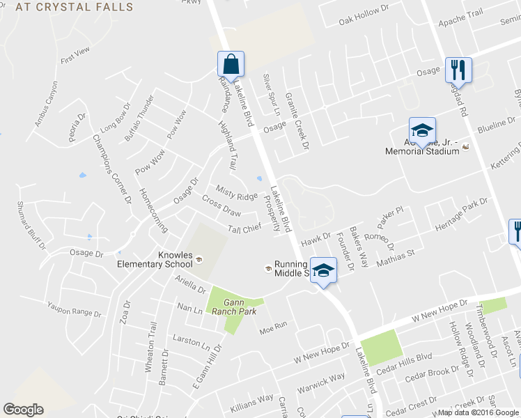 map of restaurants, bars, coffee shops, grocery stores, and more near 1709 Cross Draw in Leander
