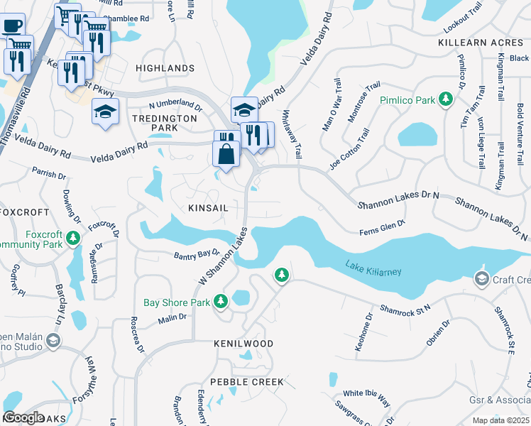 map of restaurants, bars, coffee shops, grocery stores, and more near 2352 Merrigan Place in Tallahassee