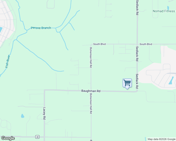 map of restaurants, bars, coffee shops, grocery stores, and more near 21255 Bohemian Hall Road in Silverhill