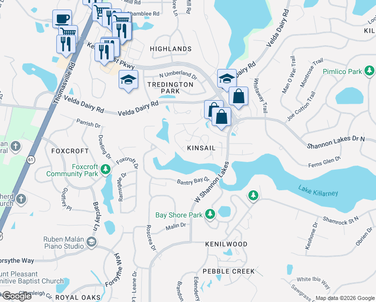 map of restaurants, bars, coffee shops, grocery stores, and more near 2691 Nantucket Lane in Tallahassee