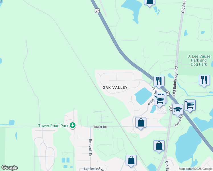 map of restaurants, bars, coffee shops, grocery stores, and more near 5461 Tallapoosa Road in Tallahassee