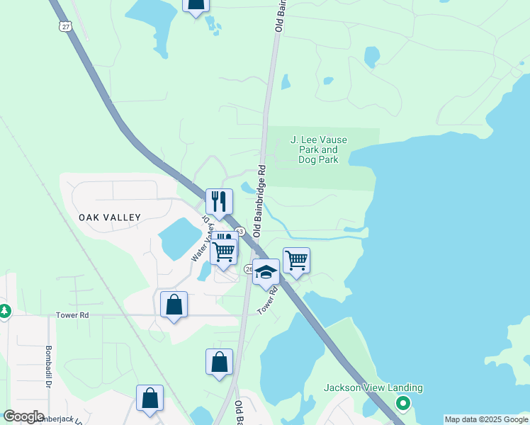 map of restaurants, bars, coffee shops, grocery stores, and more near 5845 Old Bainbridge Road in Tallahassee