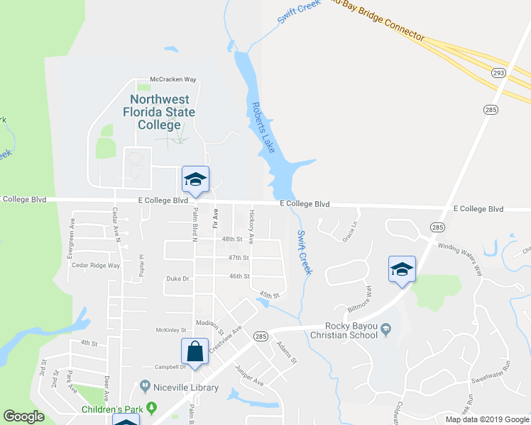 map of restaurants, bars, coffee shops, grocery stores, and more near 621 Ivy Avenue in Niceville