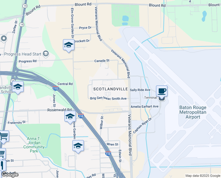 map of restaurants, bars, coffee shops, grocery stores, and more near in Baton Rouge