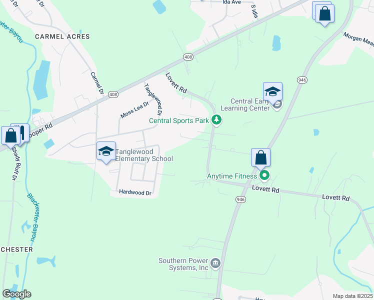 map of restaurants, bars, coffee shops, grocery stores, and more near 10676 Lovett Road in Baton Rouge