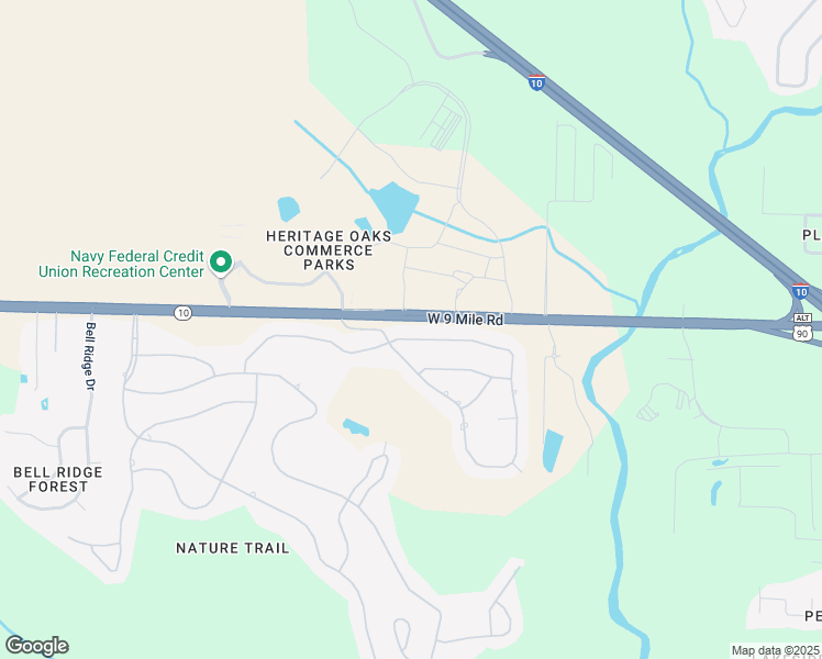 map of restaurants, bars, coffee shops, grocery stores, and more near 8980 Salt Grass Drive in Pensacola