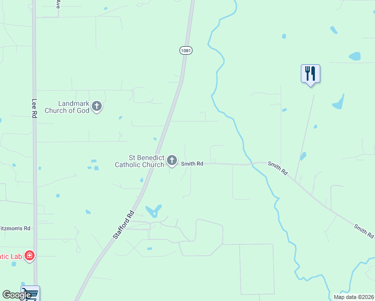 map of restaurants, bars, coffee shops, grocery stores, and more near 20407 Smith Road in Covington