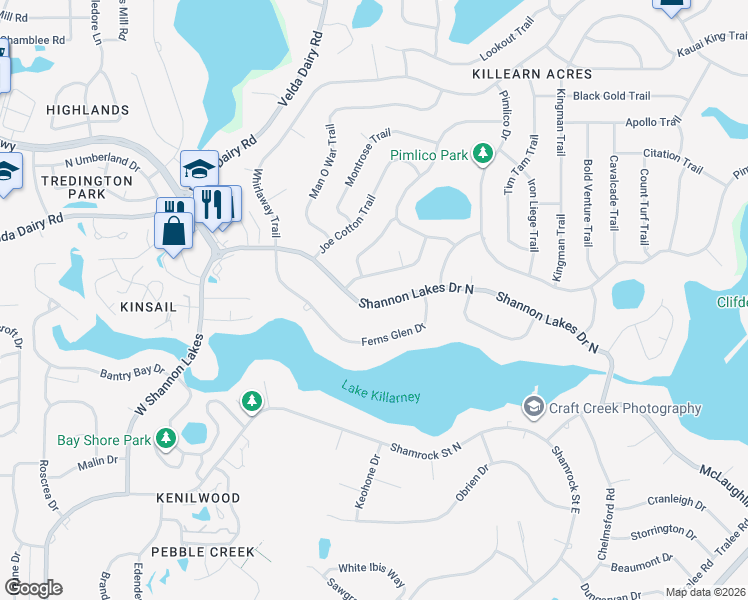 map of restaurants, bars, coffee shops, grocery stores, and more near 3141 North Shannon Lakes Drive in Tallahassee