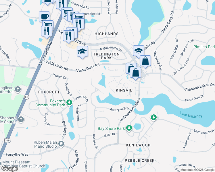map of restaurants, bars, coffee shops, grocery stores, and more near 2652 Nantucket Lane in Tallahassee