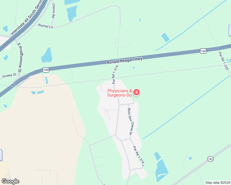 map of restaurants, bars, coffee shops, grocery stores, and more near 100 Cypress Drive in Opelousas