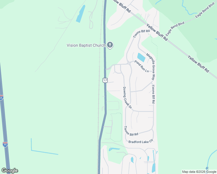 map of restaurants, bars, coffee shops, grocery stores, and more near 16243 North Main Street in Jacksonville