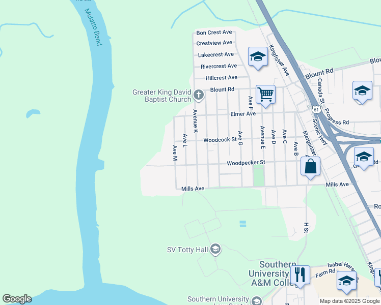 map of restaurants, bars, coffee shops, grocery stores, and more near 10058 Avenue K in Baton Rouge