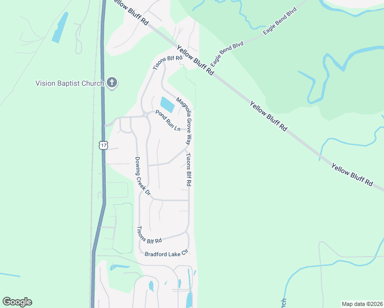 map of restaurants, bars, coffee shops, grocery stores, and more near 15632 Tison Bluff Road in Jacksonville