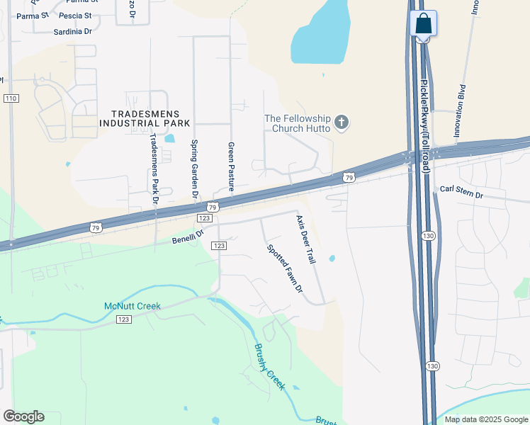 map of restaurants, bars, coffee shops, grocery stores, and more near 201 Axis Deer Trail in Hutto