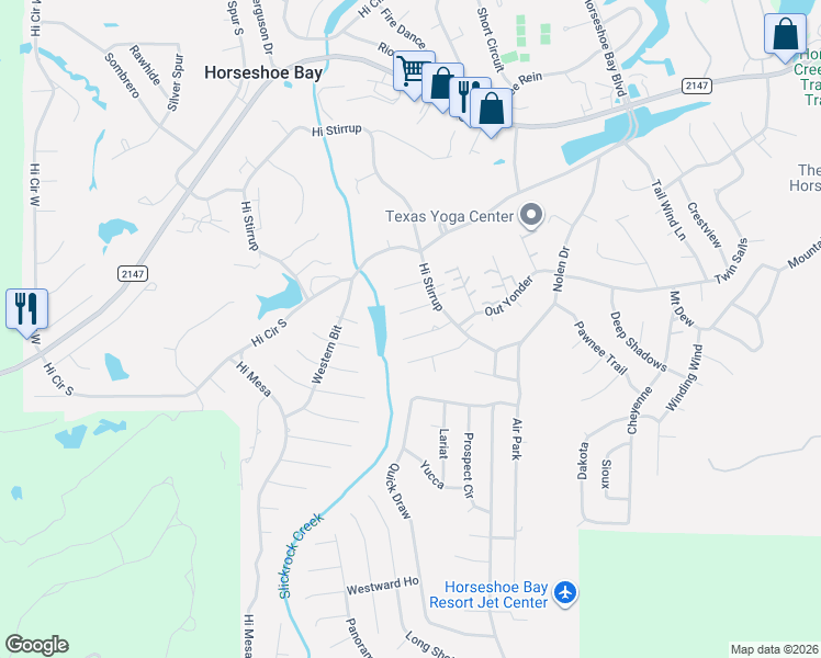 map of restaurants, bars, coffee shops, grocery stores, and more near 512 Branding Iron in Horseshoe Bay