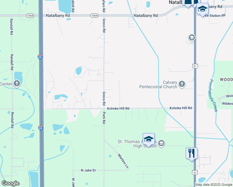 map of restaurants, bars, coffee shops, grocery stores, and more near 47067 Scott Drive in Hammond