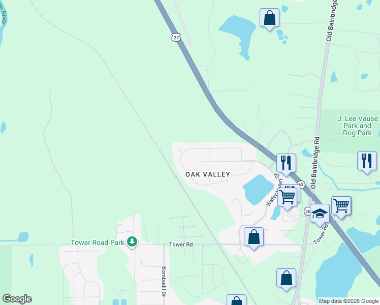 map of restaurants, bars, coffee shops, grocery stores, and more near 5429 Grove Valley Road in Tallahassee