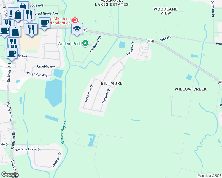 map of restaurants, bars, coffee shops, grocery stores, and more near 16113 Sandel Avenue in Central