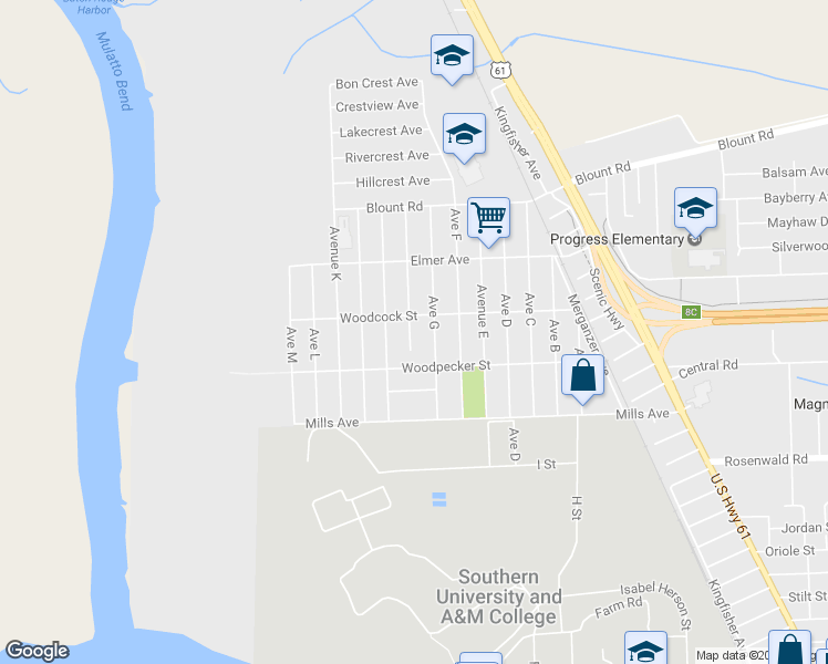 map of restaurants, bars, coffee shops, grocery stores, and more near 10036 Avenue H in Baton Rouge