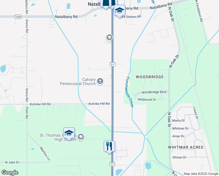 map of restaurants, bars, coffee shops, grocery stores, and more near 14642 Jericho Road in Hammond
