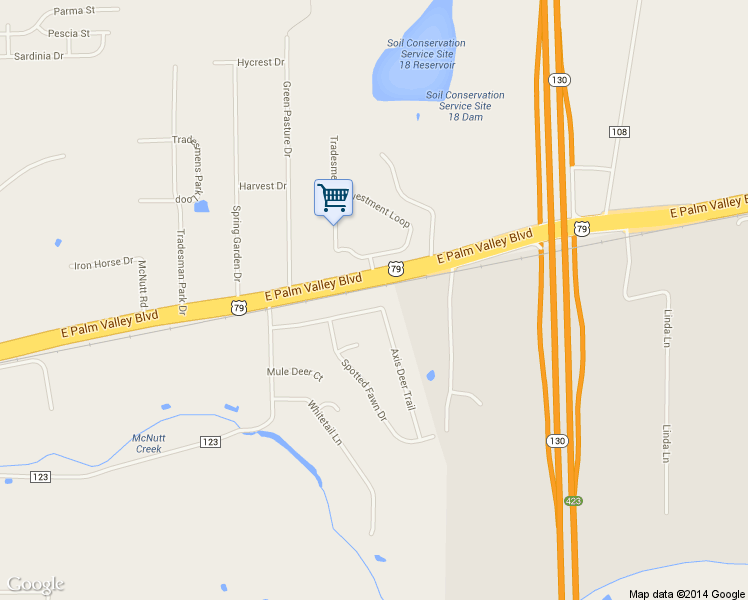 map of restaurants, bars, coffee shops, grocery stores, and more near 209 Axis Deer Trail in Hutto