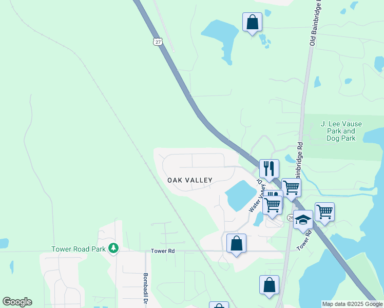 map of restaurants, bars, coffee shops, grocery stores, and more near 5401 Grove Valley Road in Tallahassee