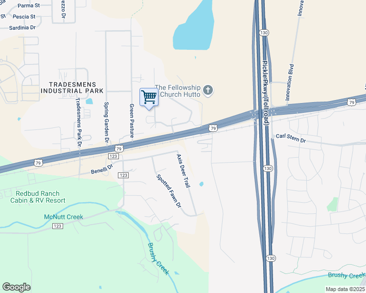 map of restaurants, bars, coffee shops, grocery stores, and more near 209 Axis Deer Trail in Hutto