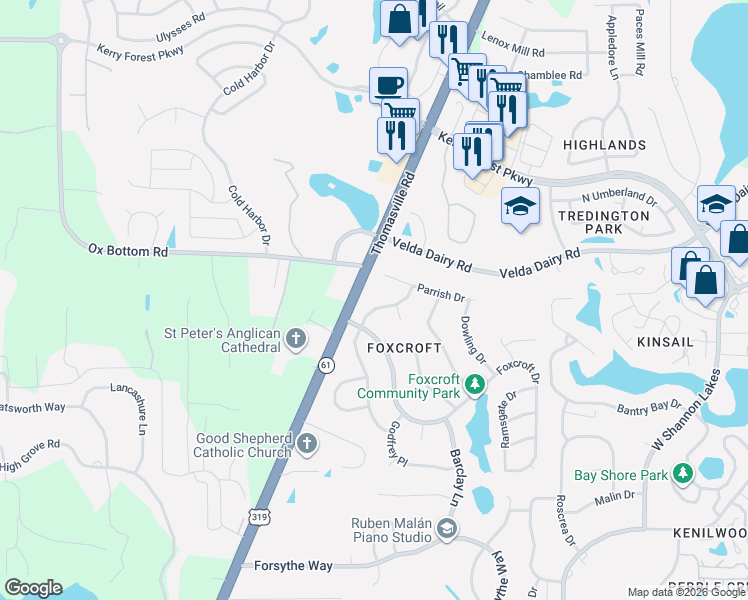 map of restaurants, bars, coffee shops, grocery stores, and more near 4904 Heathe Drive in Tallahassee