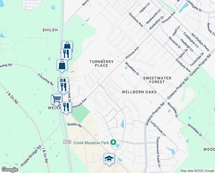 map of restaurants, bars, coffee shops, grocery stores, and more near 15105 Silver Springs Court in College Station