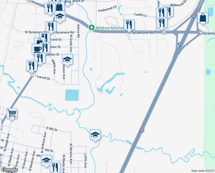 map of restaurants, bars, coffee shops, grocery stores, and more near 1500 Read Road in Picayune