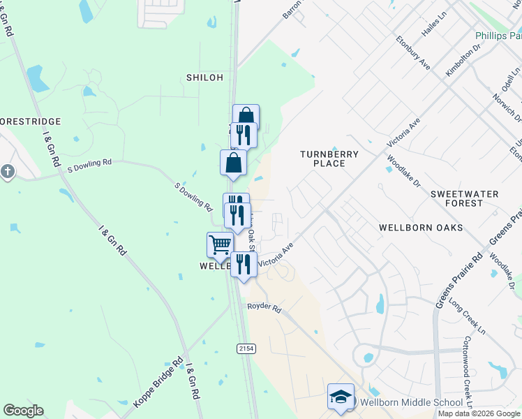 map of restaurants, bars, coffee shops, grocery stores, and more near 14913 Live Oak Street in College Station