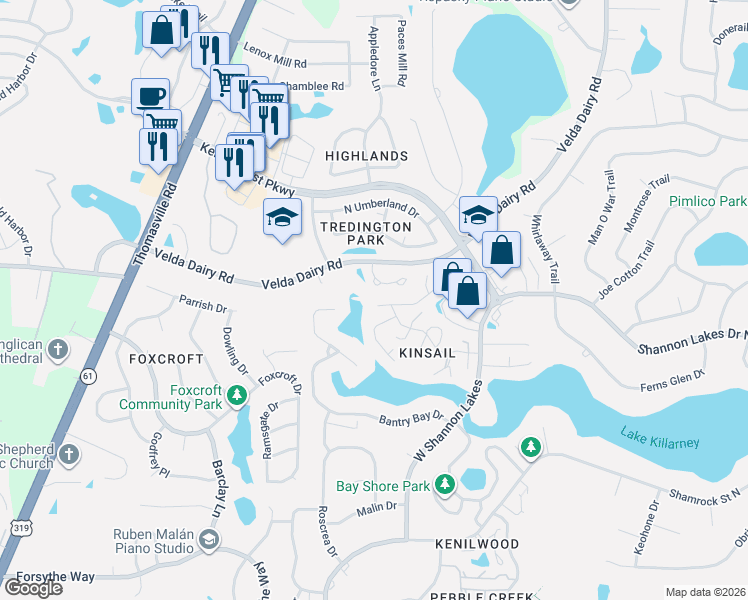 map of restaurants, bars, coffee shops, grocery stores, and more near 2969 Stony Brook Court in Tallahassee
