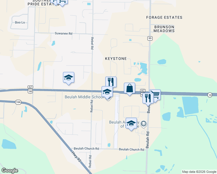 map of restaurants, bars, coffee shops, grocery stores, and more near 6020 W 9 Mile Rd in West Pensacola