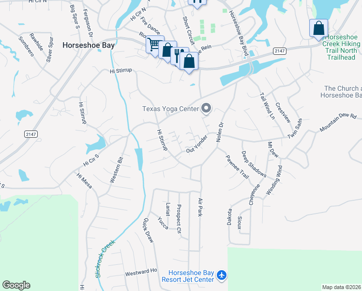 map of restaurants, bars, coffee shops, grocery stores, and more near 305 Poker Chip in Horseshoe Bay