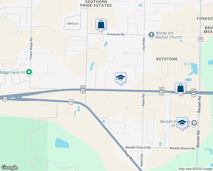 map of restaurants, bars, coffee shops, grocery stores, and more near 6430 West 9 Mile Road in Pensacola
